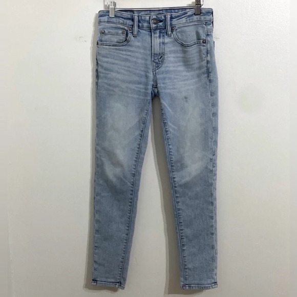 American Eagle Jeans Men 28x30 Light Wash Airflex Temp Tech Denim Stained Grunge - Picture 1 of 16